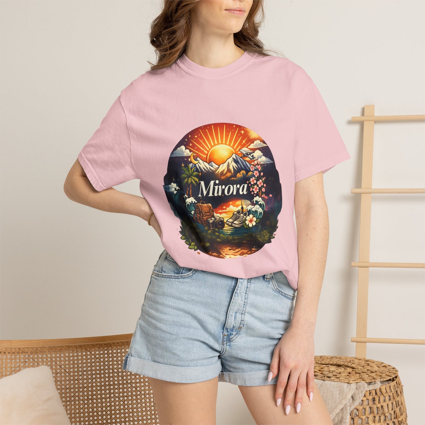 Sunrise Island T-Shirt — 'Aurora' Tropical Sunset Graphic Tee
