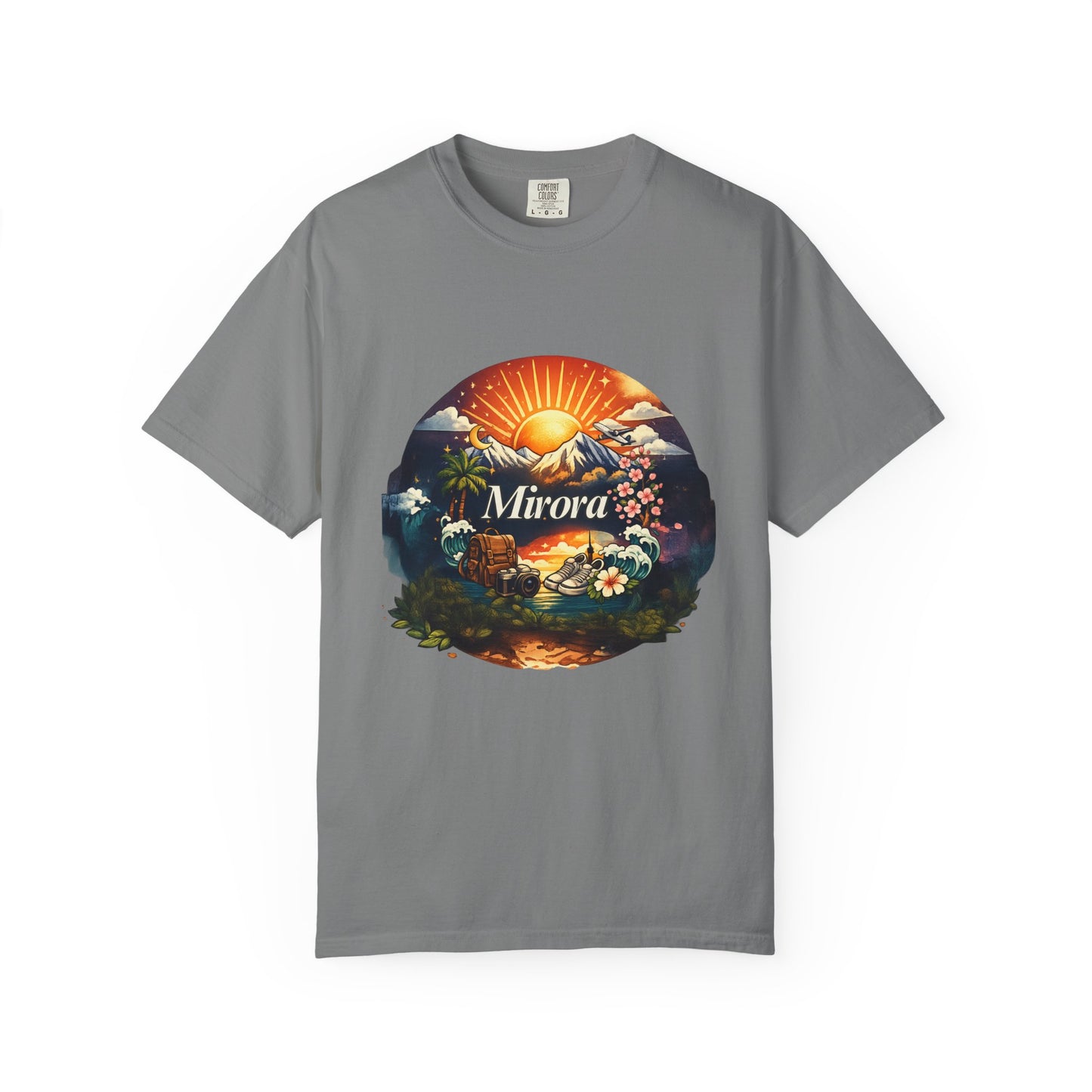 Sunrise Island T-Shirt — 'Aurora' Tropical Sunset Graphic Tee
