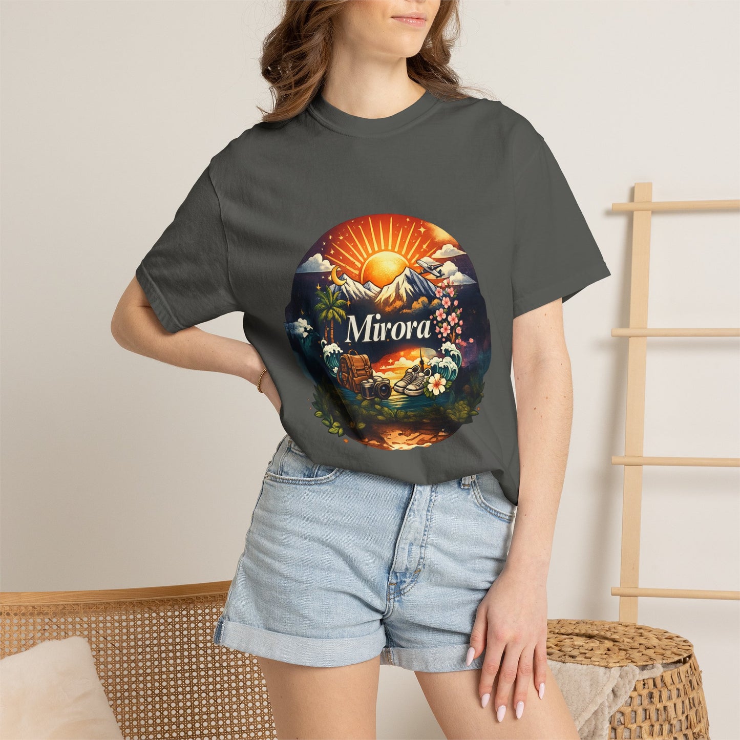 Sunrise Island T-Shirt — 'Aurora' Tropical Sunset Graphic Tee