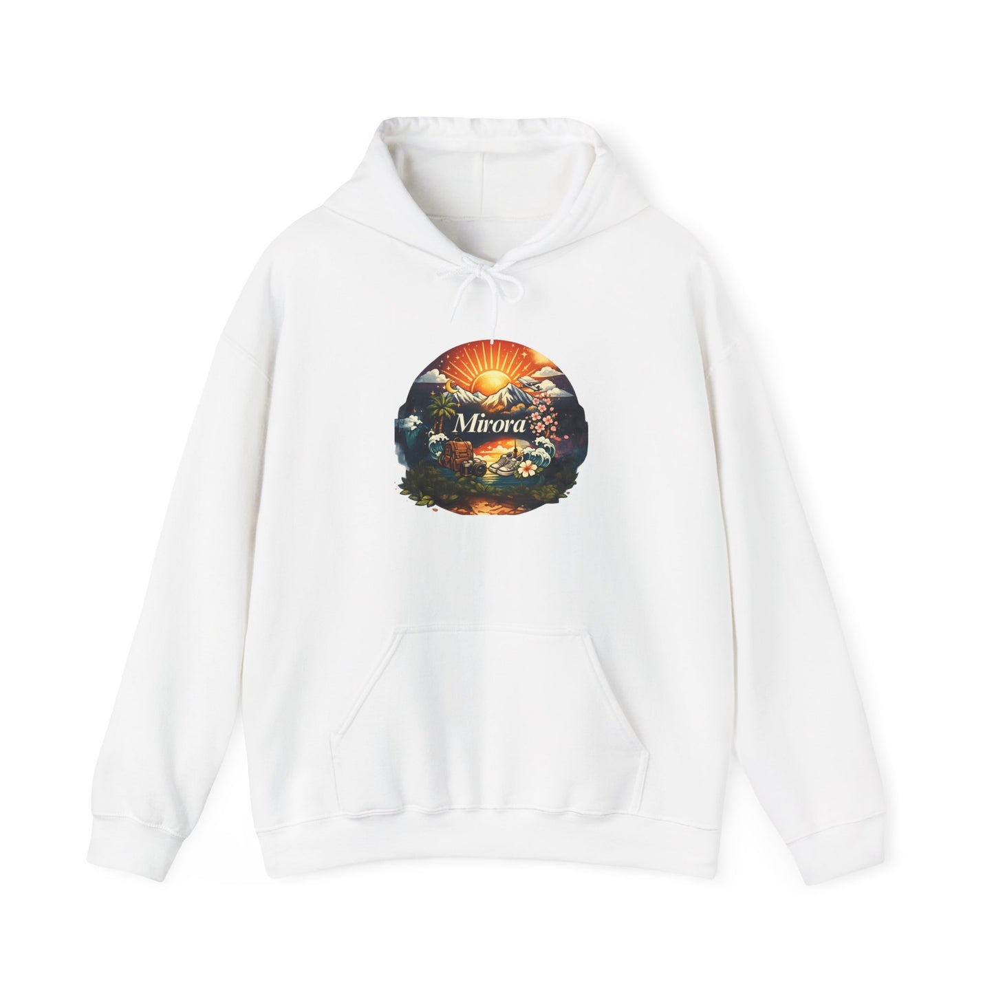 Sunrise Nature Hoodie — Mirava Scenic Mountain & Ocean Graphic Hoodie