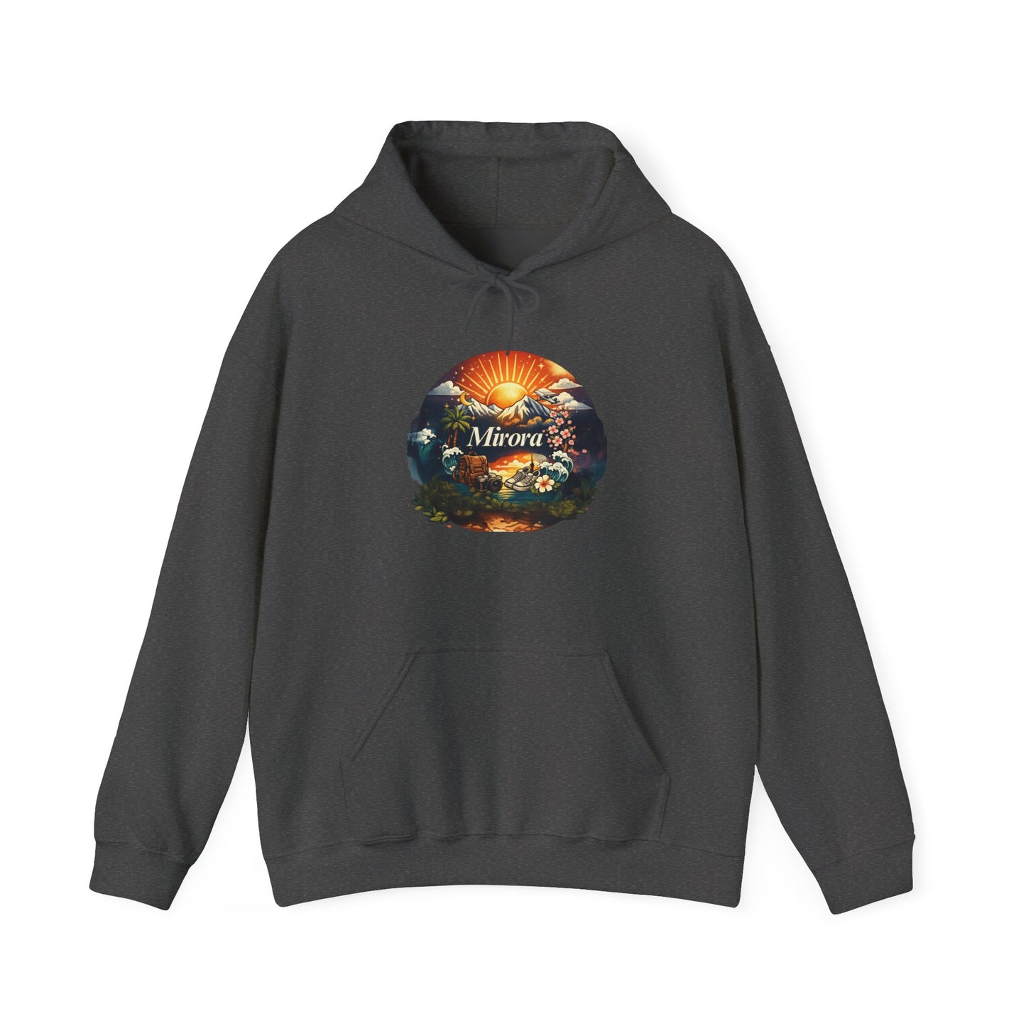 Sunrise Nature Hoodie — Mirava Scenic Mountain & Ocean Graphic Hoodie
