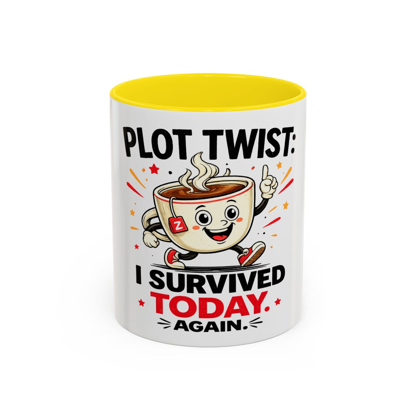 Coffee Mug — "Plot Twist: I Survived Today. Again." Novelty Ceramic Accent Cup