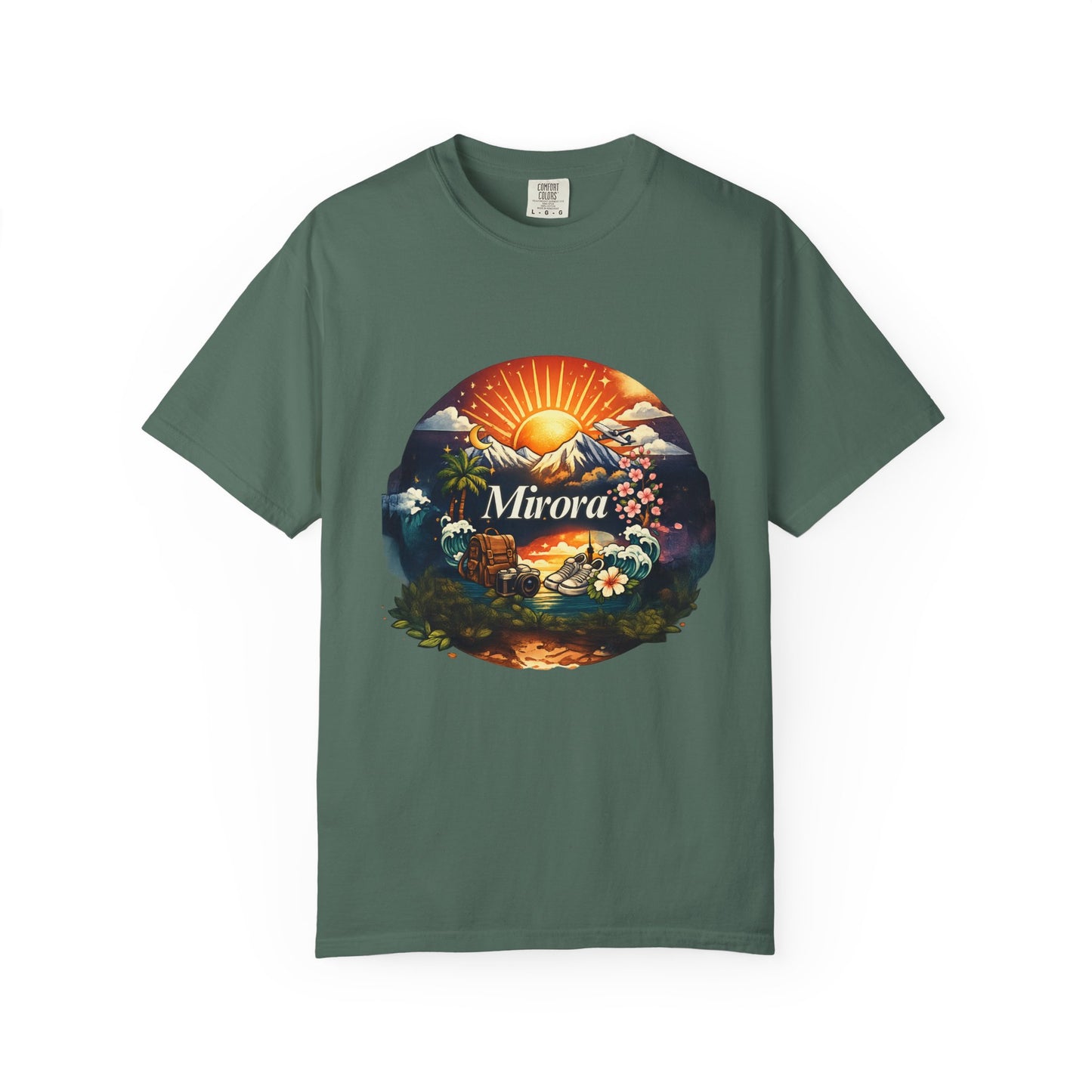 Sunrise Island T-Shirt — 'Aurora' Tropical Sunset Graphic Tee