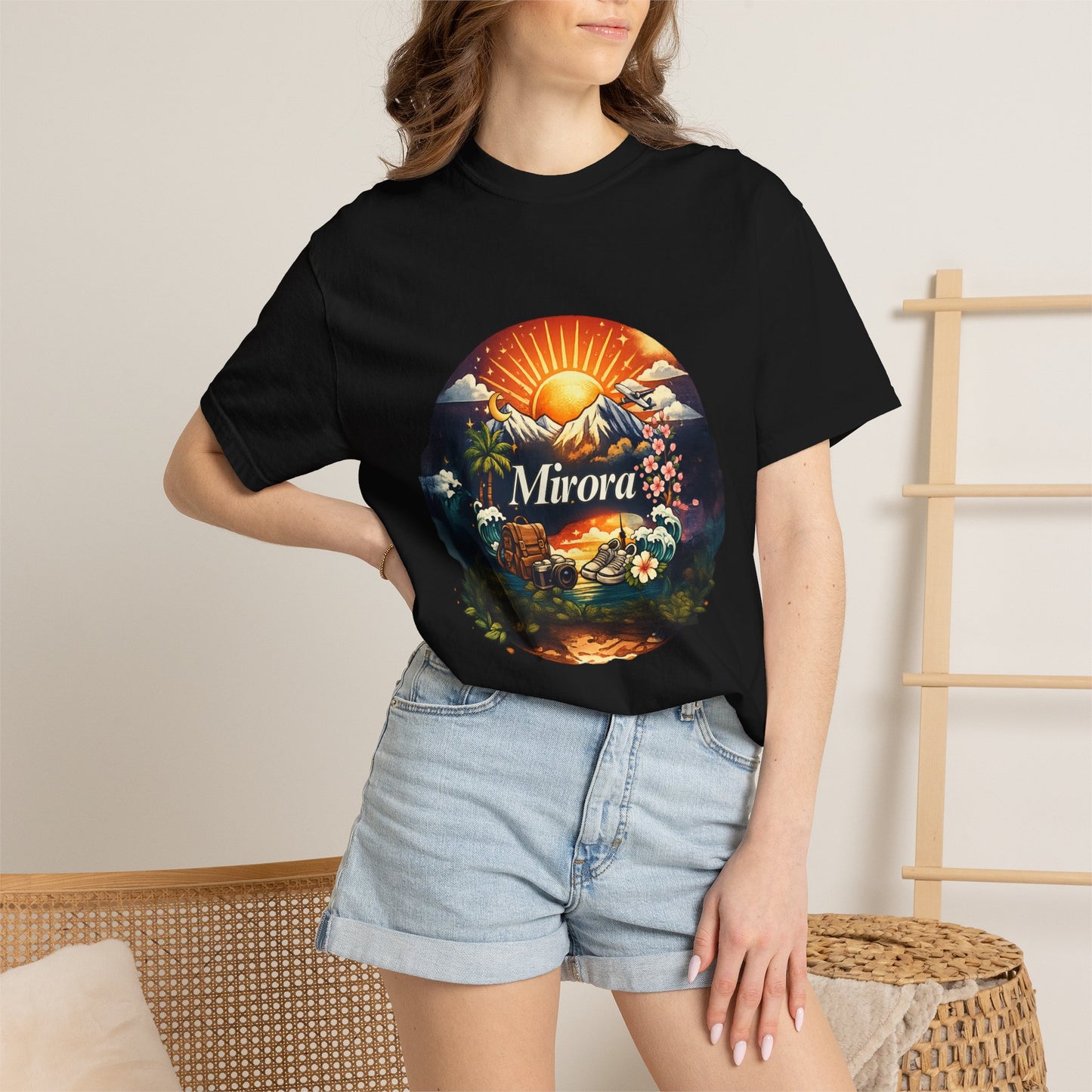 Sunrise Island T-Shirt — 'Aurora' Tropical Sunset Graphic Tee