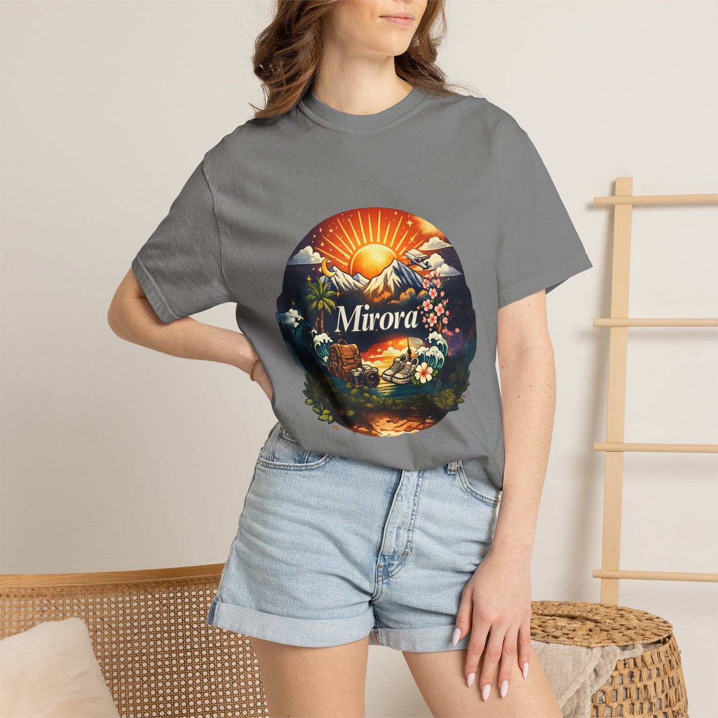 Sunrise Island T-Shirt — 'Aurora' Tropical Sunset Graphic Tee