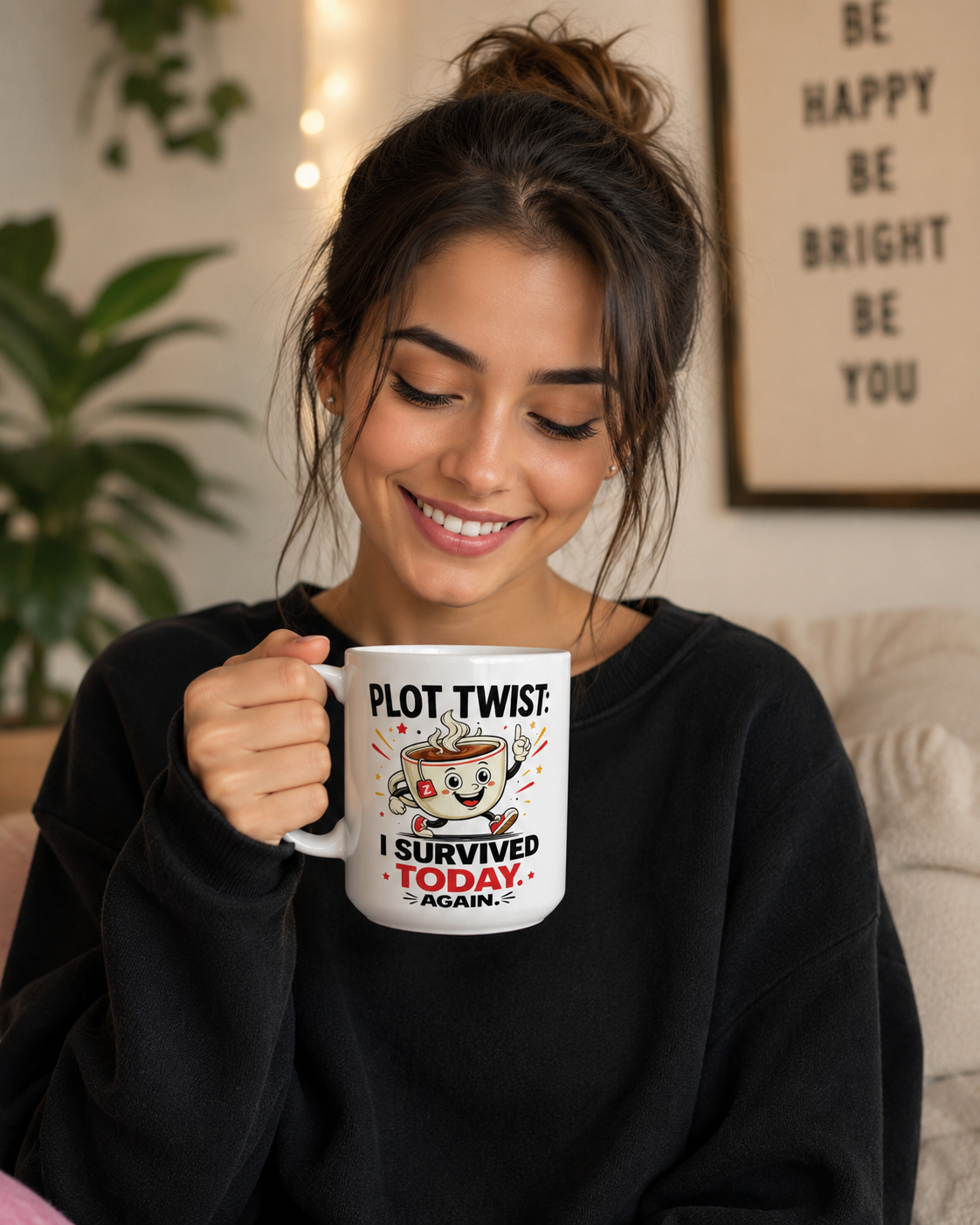 Ceramic Mug — "Plot Twist: I Survived Today Again" Funny Coffee Cup