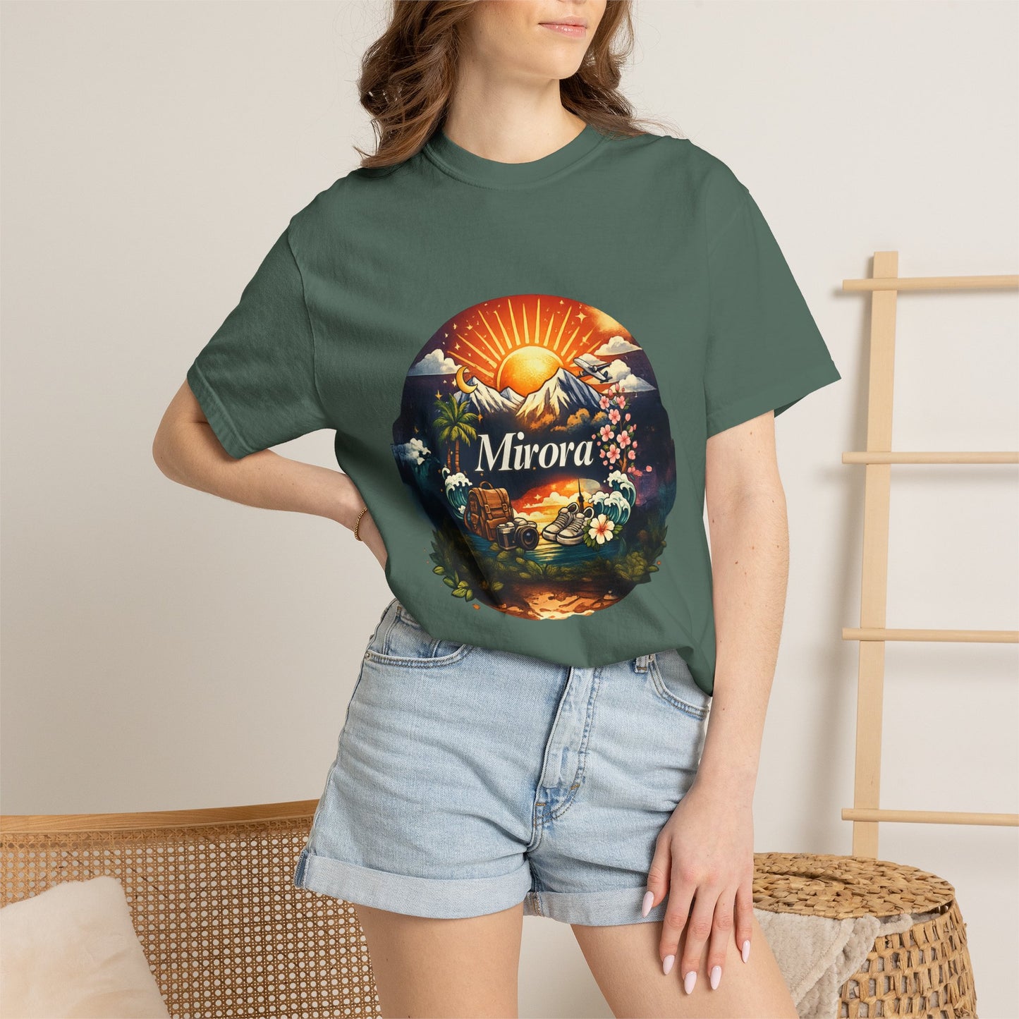 Sunrise Island T-Shirt — 'Aurora' Tropical Sunset Graphic Tee