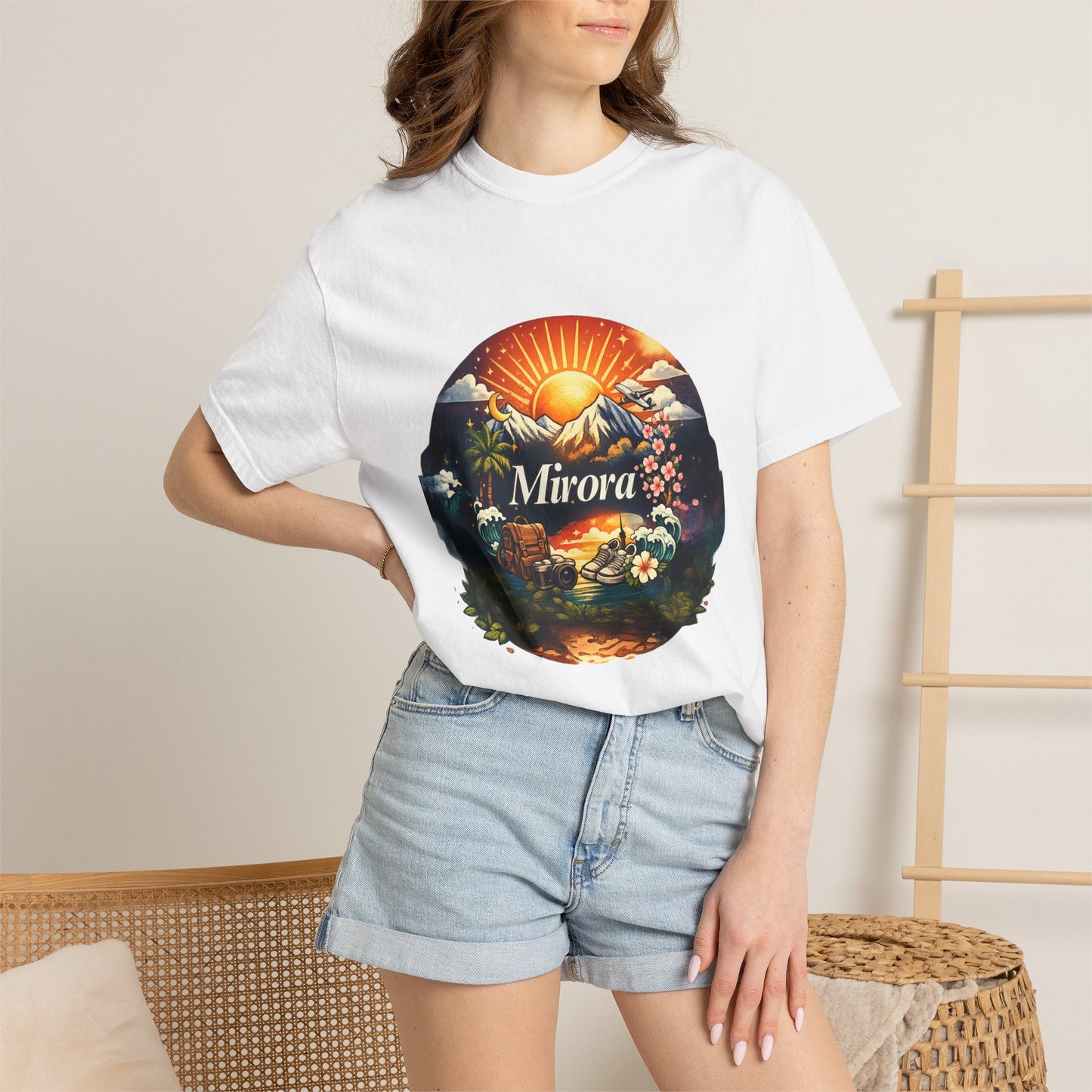 Sunrise Island T-Shirt — 'Aurora' Tropical Sunset Graphic Tee