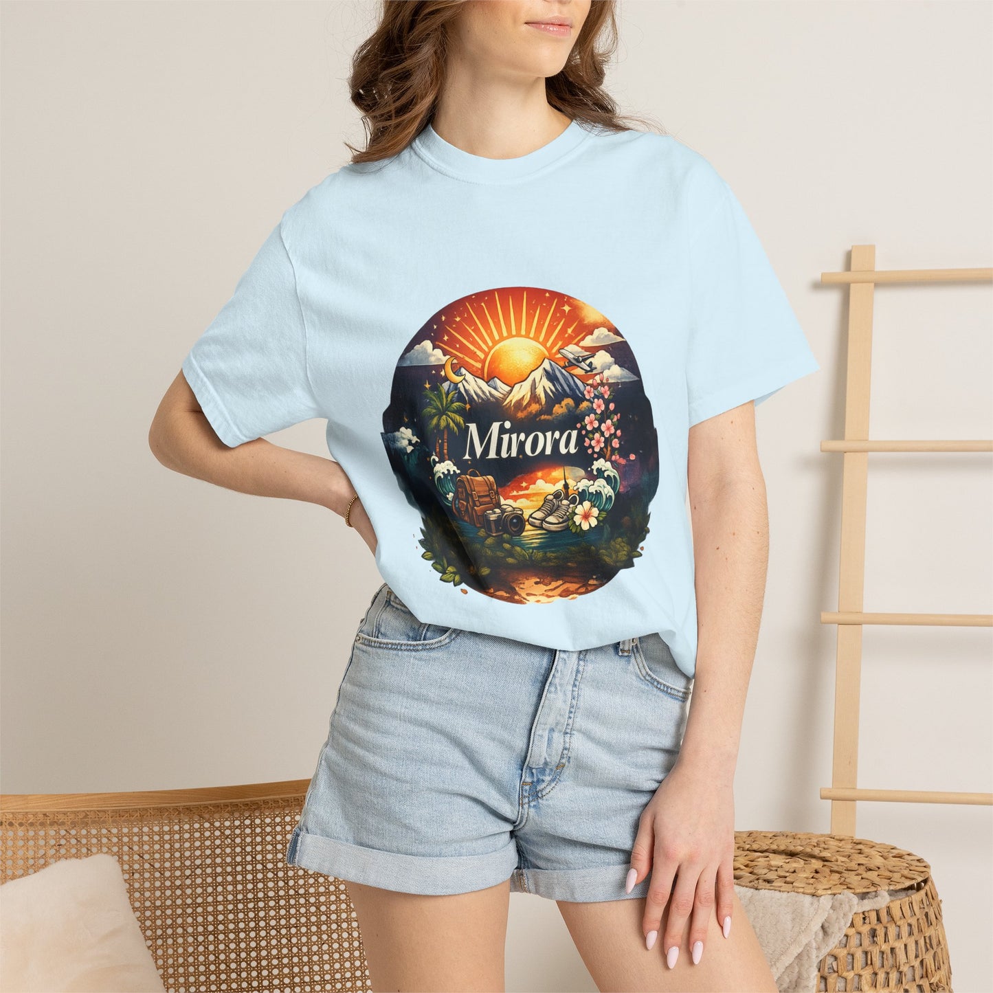 Sunrise Island T-Shirt — 'Aurora' Tropical Sunset Graphic Tee