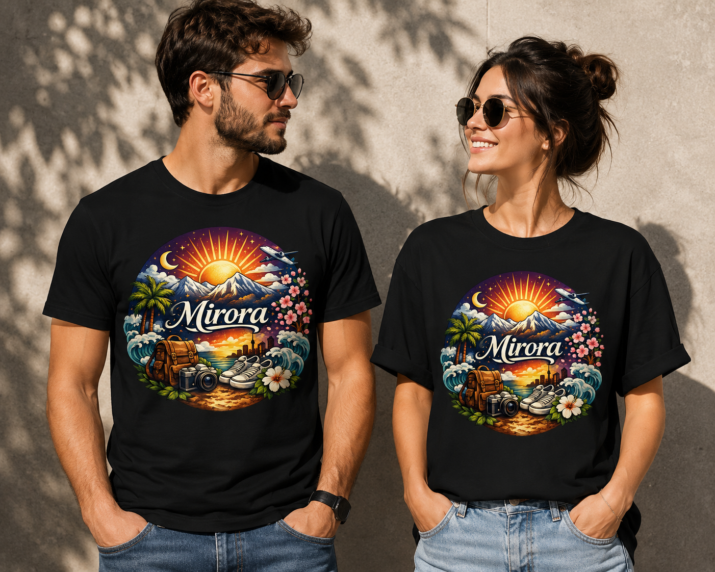 Sunrise Island T-Shirt — 'Aurora' Tropical Sunset Graphic Tee